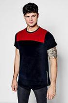 Boohoo Slim Fit Colour Block Velvet T Shirt