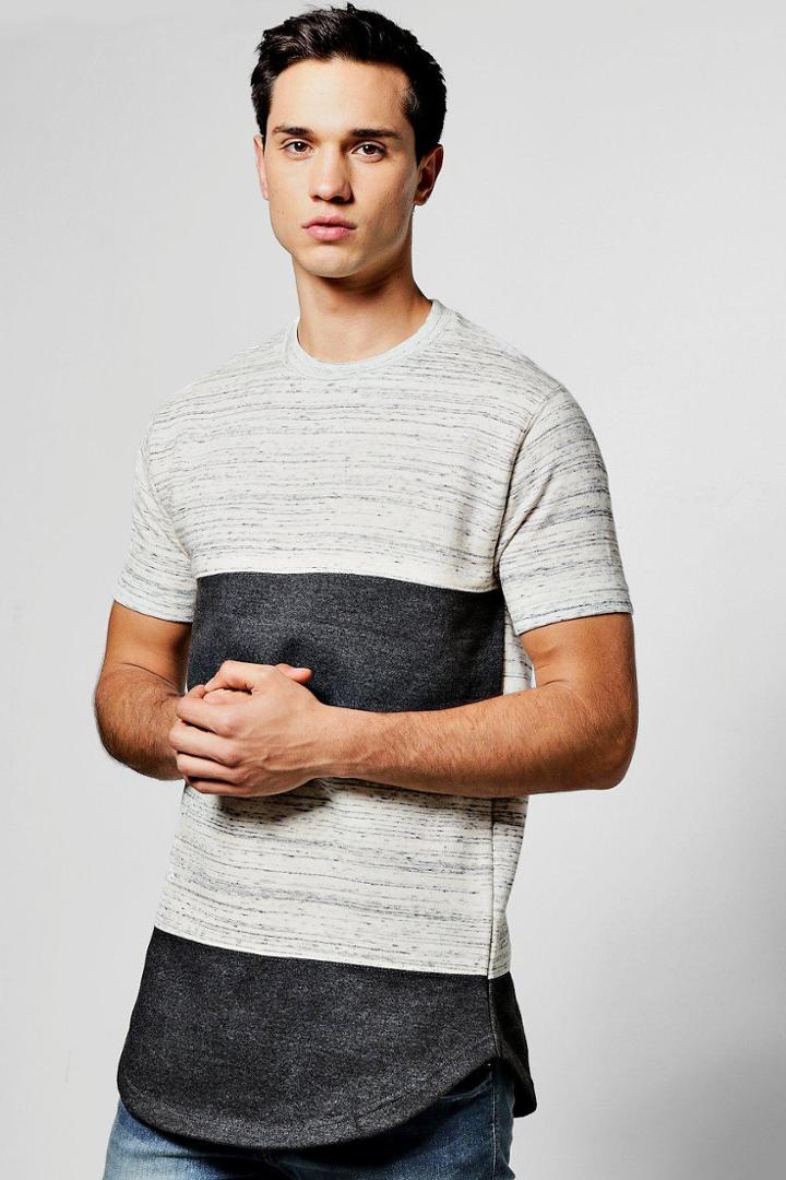 Boohoo Colour Block Space Dye T-shirt Ecru