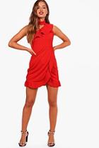 Boohoo Petite Joanne Frill One Shoulder Mini Dress
