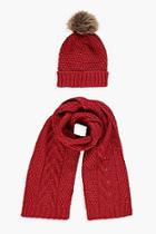 Boohoo Cable Knit Hat & Scarf Set