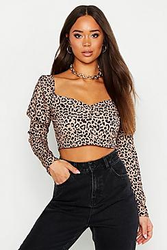 Boohoo Leopard Print Gypsy Style Top