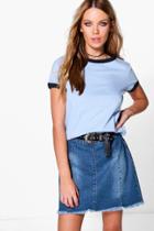 Boohoo Connie Contrast Ringer T-shirt Blue