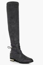 Boohoo Niamh Gold Trim Over The Knee Grey