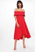 Boohoo Faye Oversized Off The Shoulder Skater Dress