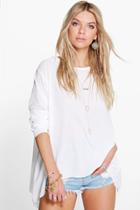 Boohoo Olivia Woven Crepe Hanky Hem Blouse Cream