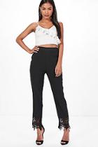 Boohoo Mia Lace Trim Tailored Slim Fit Trousers