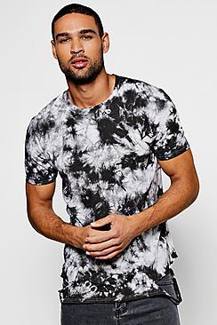 Boohoo Snow Wash T Shirt With Distressed Hem