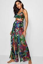 Boohoo Charlotte Tropical Split Leg Trouser Beach Co-ord