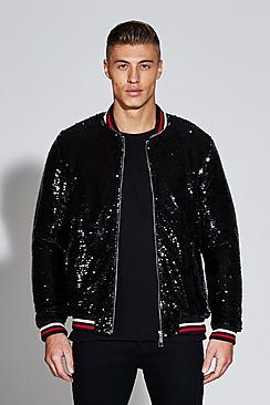 Boohoo Premium Padded Sequin Bomber Jacket