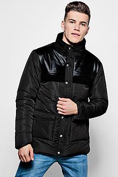 Boohoo Borg Detail Padded Coat
