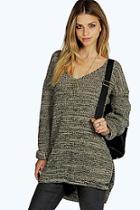 Boohoo Erica Marl V Neck Jumper Dress