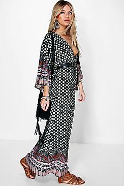 Boohoo Tasha Border Print Maxi Dress