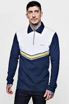 Boohoo Sports Tape Zip Placket Rugby Sweater