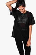 Boohoo Bella Fit Oversized Mesh Workout Tee