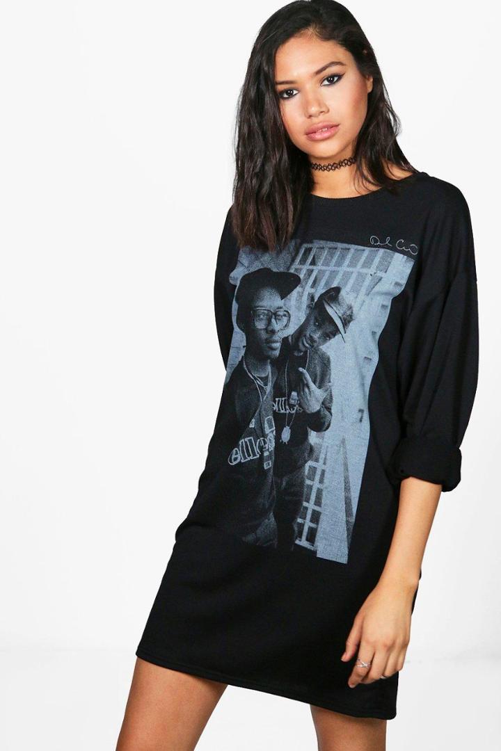 Boohoo Laura Iconic 90's Sweat Dress Black