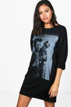 Boohoo Laura Iconic 90's Sweat Dress Black