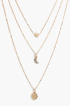 Boohoo Rosie Layered Shapes Necklace Gold