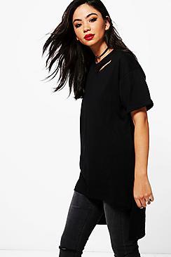 Boohoo Hannah Slash Neck Oversized T-shirt