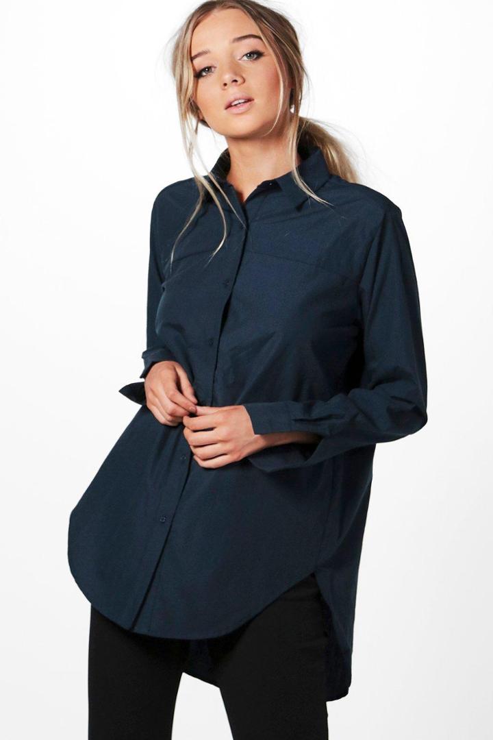 Boohoo Abigail Oversized Shirt Navy