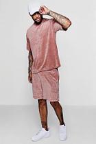 Boohoo Velour Drop Shoulder Tee & Short Set