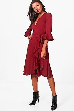 Boohoo Cassandra Wrap Midi Dress
