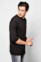 Boohoo Drop Shoulder 3/4 Sleeve T Shirt Black