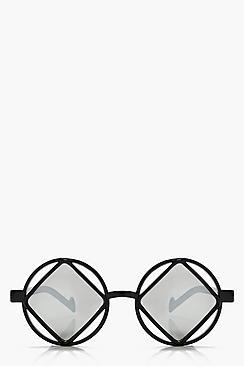 Boohoo Rosie Cut Out Retro Round Sunglasses