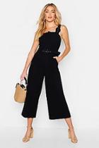 Boohoo Linen Belted Buckle Strap Jumpsuit