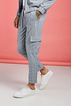 Boohoo Prince Of Wales Check Utility Smart Jogger
