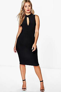 Boohoo Plus Jenny Wrap Slinky Shirt Bodycon Dress