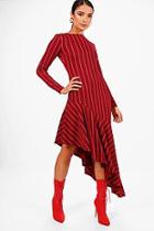 Boohoo Polly Asymmetric Hem Bold Stripe Shift Dress