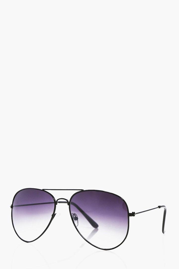 Boohoo Black Frame Aviator Sunglasses Black