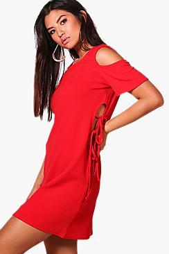 Boohoo Charlotte Tabbard Tie Side Shift Dress