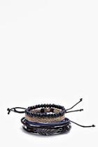 Boohoo Feather Woven Stack Bracelet