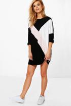 Boohoo Ziggy Colour Block Shift Dress Multi