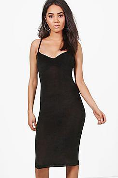 Boohoo Petite Amelia Strappy Bodycon Midi Dress