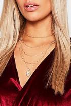 Boohoo Plus Coin Pendant Layered Choker Necklace