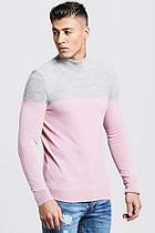 Boohoo Muscle Fit Colour Block Turtle Neck Sweater