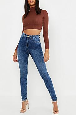 Boohoo Tall High Waisted Acid Wash Jegging