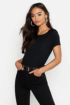 Boohoo Petite Rib Crew Neck T-shirt