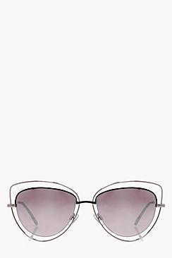 Boohoo Evelyn Cut Out Frame Cat Eye Sunglasses
