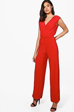 Boohoo Honey Plunge Body & Wide Trouser Co-ord Set