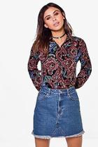 Boohoo Petite Lana Paisley Print Oversized Shirt