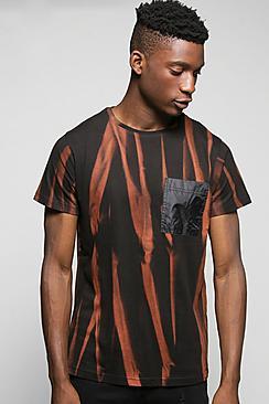 Boohoo Smokey Faded Tee With Gold Side Zips