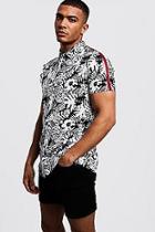 Boohoo Floral Print Short Sleeve Shirt With Tape