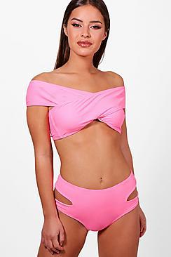 Boohoo Petite High Waisted Cut Out Bikini
