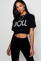 Boohoo Kelly Doll Graphic Tee Cycle Short Co-ord Set