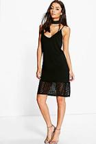 Boohoo Tall Lois Lace Hem And Back V Neck Shift Dress