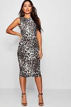 Boohoo Leopard Print Midi Dress