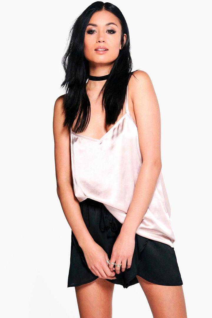 Boohoo Una Satin Woven Cami Mauve